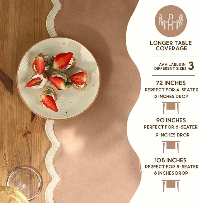 Folkulture Table Runners | Fall Table Runner 72 inches Long | Scallop Table - Image 7