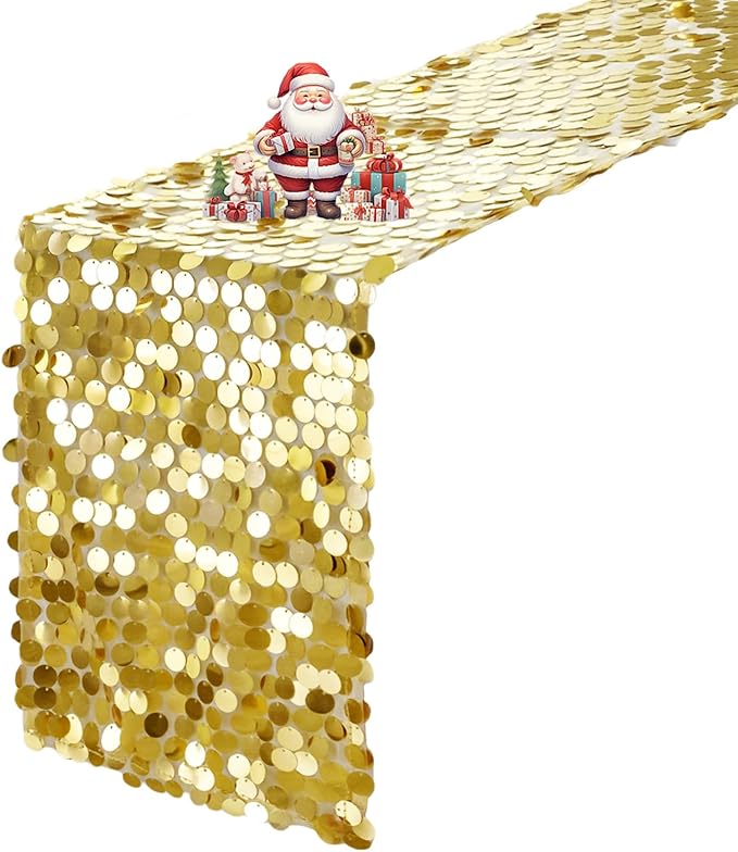 VHH Sequin Table Runner 12 x 108 inches Gold Table Runner, Glitter Runner by VHH