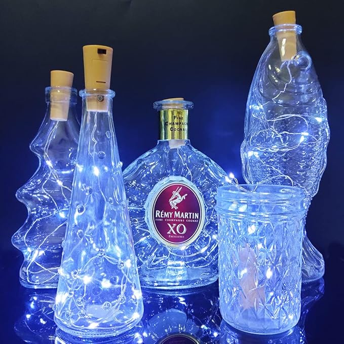 Wine Bottle Lights with Cork 15Pack 10 LED 40 Inches Battery Operated Silver - Image 4