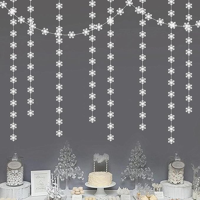 Snowflake-Snow White Christmas Party-Decoration Garland - 52ft Frozen Winter - Image 5