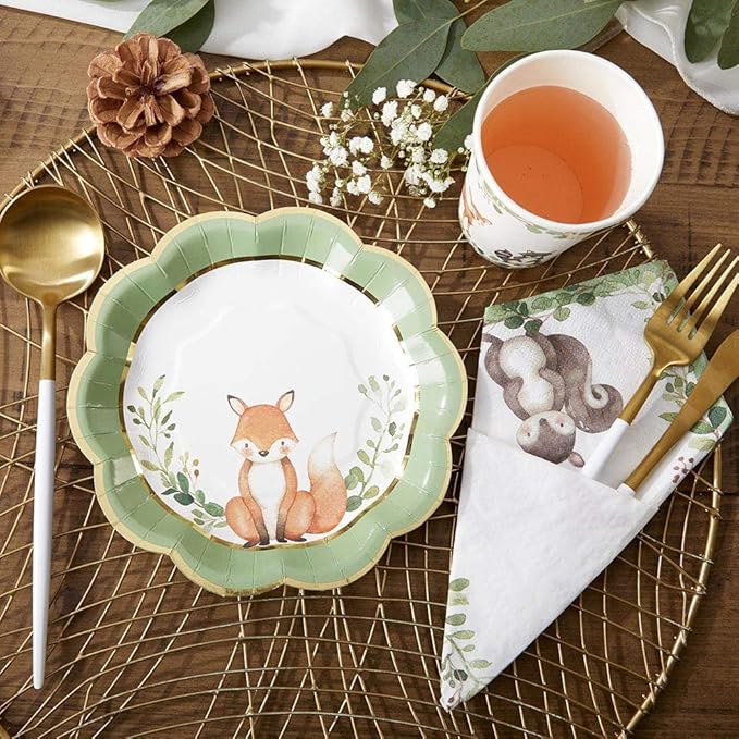 Kate Aspen Woodland Baby Shower Decorations, 62-Piece Disposable Paper Plates & - Image 6