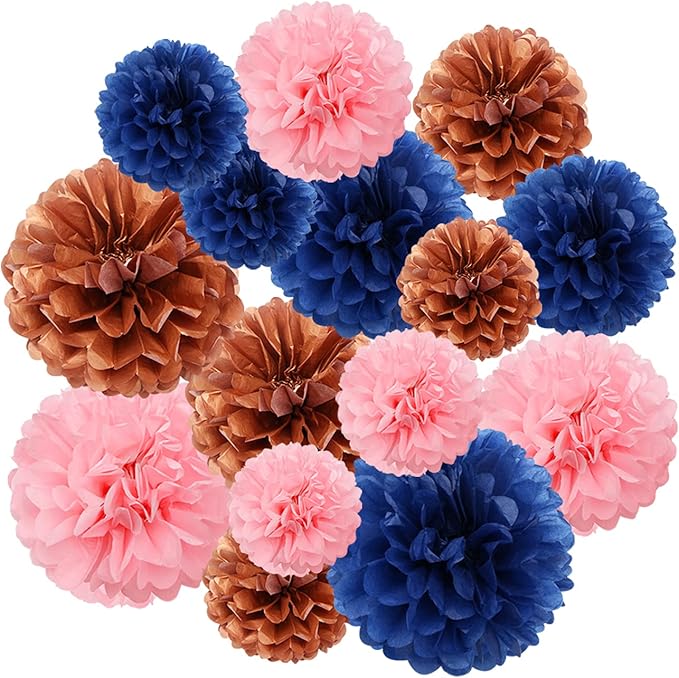 Gender-Reveal Decorations Tissue Paper Pom-Poms - Image 7