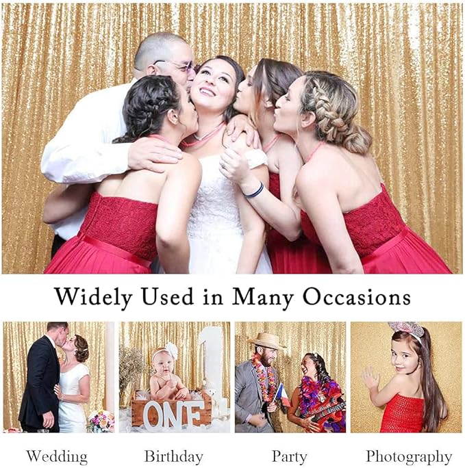 ShinyBeauty Champagne Gold Sequin Backdrop - Image 6