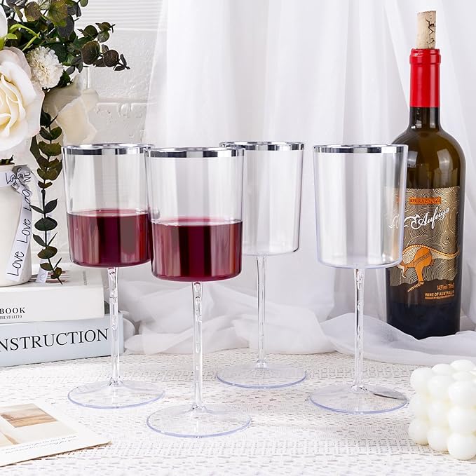 Ciaell 12 Pack Plastic Wine Glasses - 10 Oz Plastic Wine Glasses - Square - Image 9