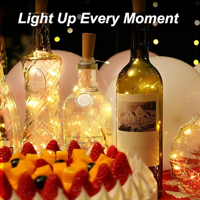 Aluan Wine Bottle Lights with Cork, 12 LED 10 Pack Fairy / String Lights - Image 6