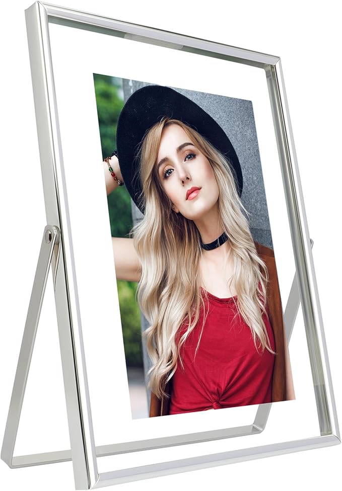 Silver Floating Frame, For Picture 5x7, Small Desktop Photo Frame, Classy Gift by AhaGoOfficial
