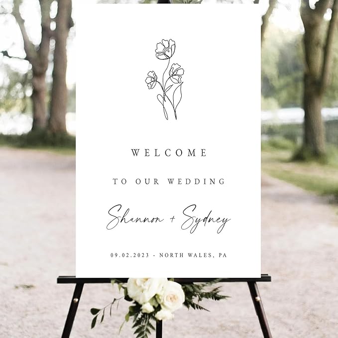 Botanical Minimalist Wedding Fine Art Wedding Welcome Signs, Welcome Sign - Image 3