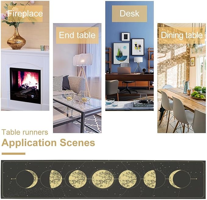 Sun Moon Table Runner, Mysterious Universe Milky Way Interstellar Space Western - Image 6