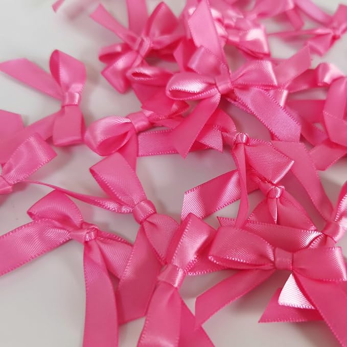 50pcs 1-1/2" Mini Hot Pink Satin Ribbon Bows Without Twist Ties - Image 9