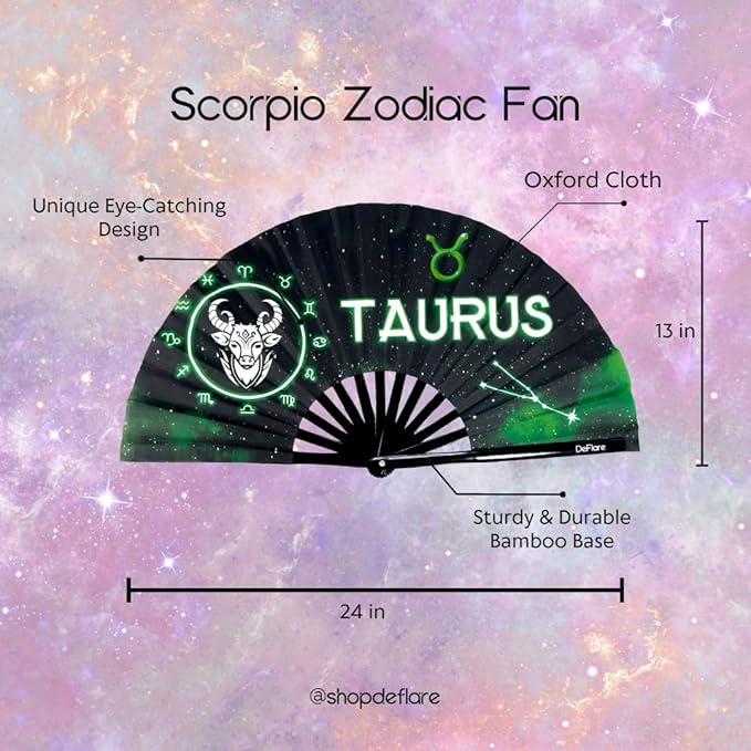 DeFlare | Cosmic Zodiac Rave Fan | Zodiac Sign Hand Fan | Astrology Rave Fan | - Image 5