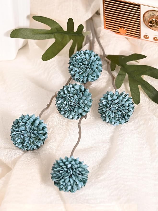 Waipfaru 10pcs Fake Silk Pompon Mum Artificial Flowers, Bulk Faux Mini - Image 5