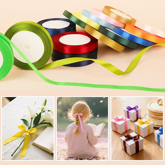 NESCCI 800 Yards Ribbon, 3/8 Inch Satin Ribbon, Single Face Satin Ribbons - Image 4