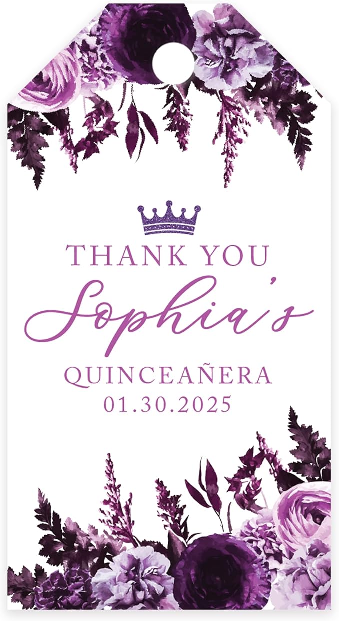 Andaz Press 40-Pack Personalized Quinceañera Favor Tags by AndazPress