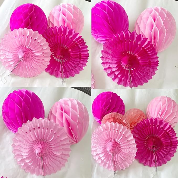 12pcs 6'' 8'' Honeycomb Balls Tissue Paper Fans Party Honeycomb Ball Fans Wall - Image 3