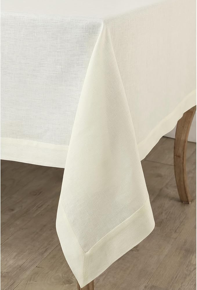 Solino Home Linen Ivory Tablecloth 60 x 102 Inch - Image 4