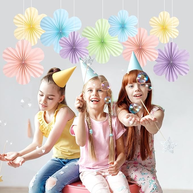 SUNBEAUTY 9 PCS Pastel Paper Flowers Decorations - Image 5