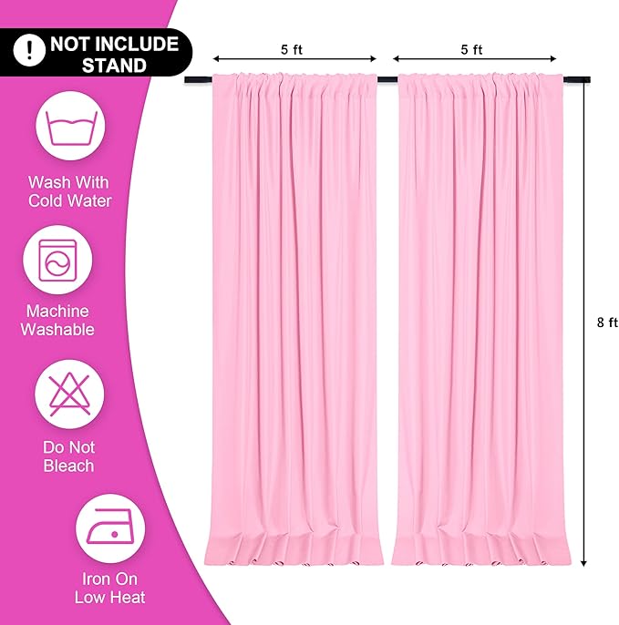 DWCN 10x8 FT Pink Backdrop Curtains - Image 2