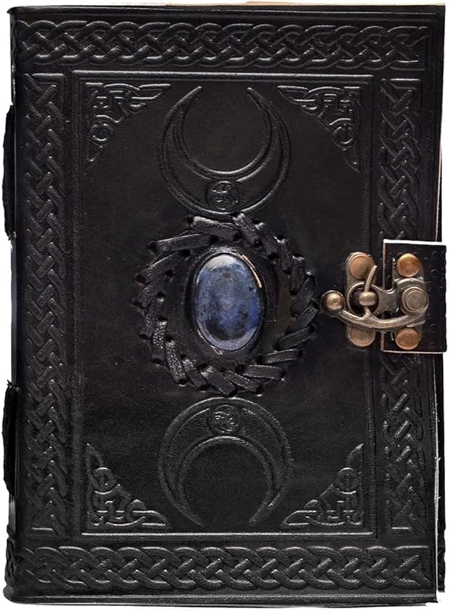 cuero 3 Moon Blue Lapiz Embossed Vintage Leather Journal by cuero