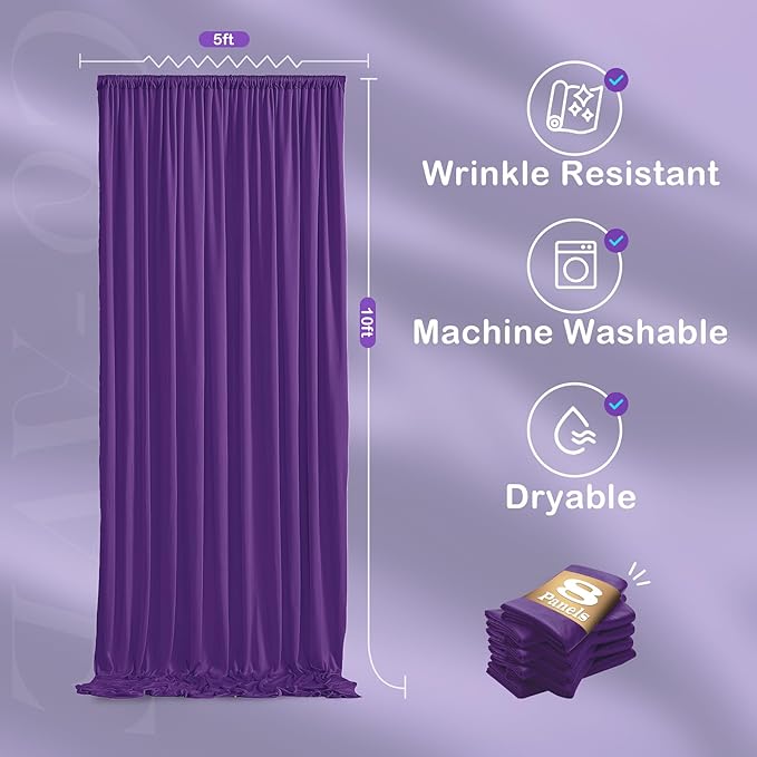 8 Panels Purple Backdrop Curtains - Image 6