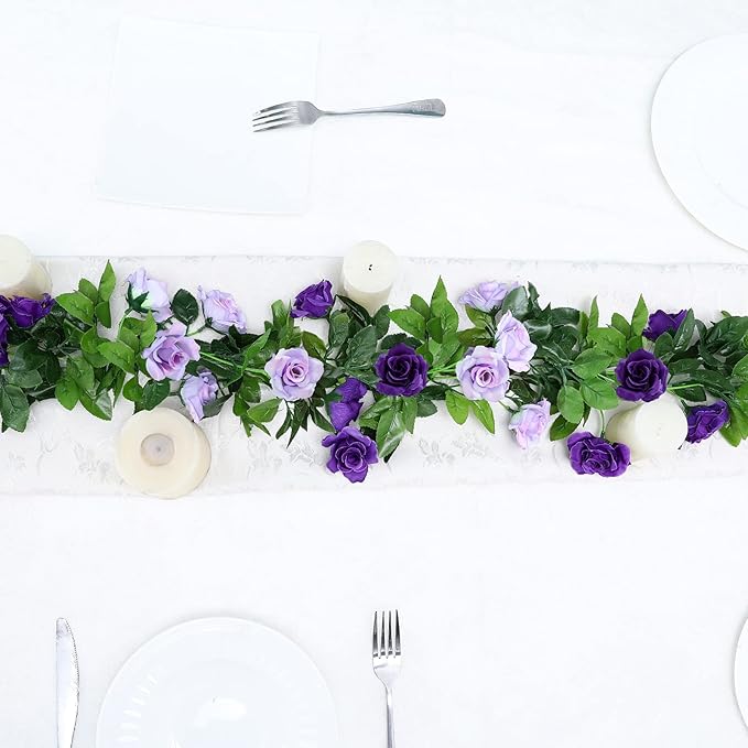 Floweroyal 2 Pack Artificial Flower Garlands 15.8FT Fake Rose Vines Silk - Image 3
