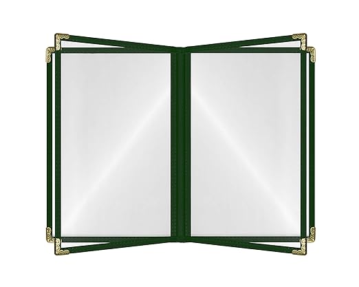Goodsmart Restaurant Menu Covers – 25 Pack Green 8-View Booklet 8.5" x 14" by ACISuperPower