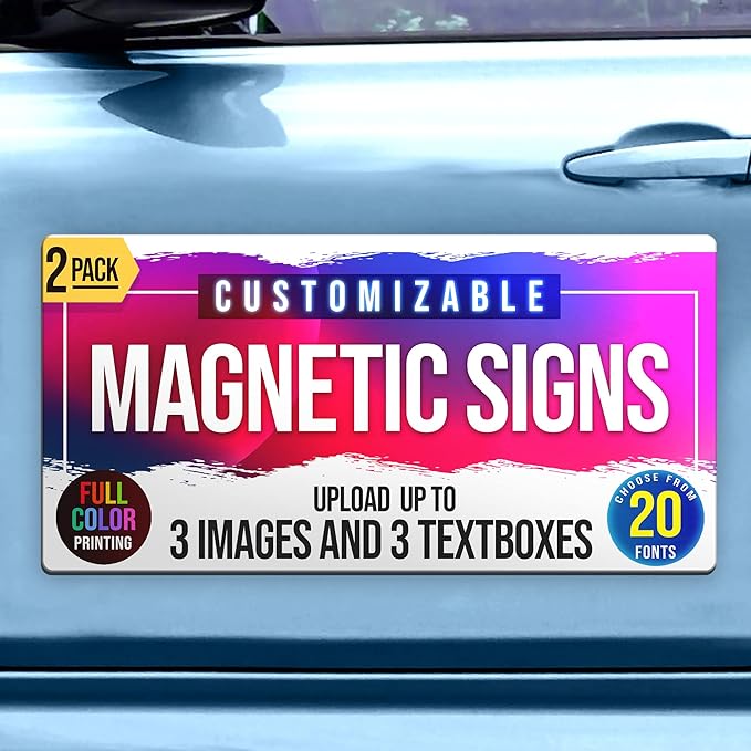2-Pack, 30 mil Customized Vinyl Car Magnets, Personalized Magnetic Sheets by BasicFundamentals