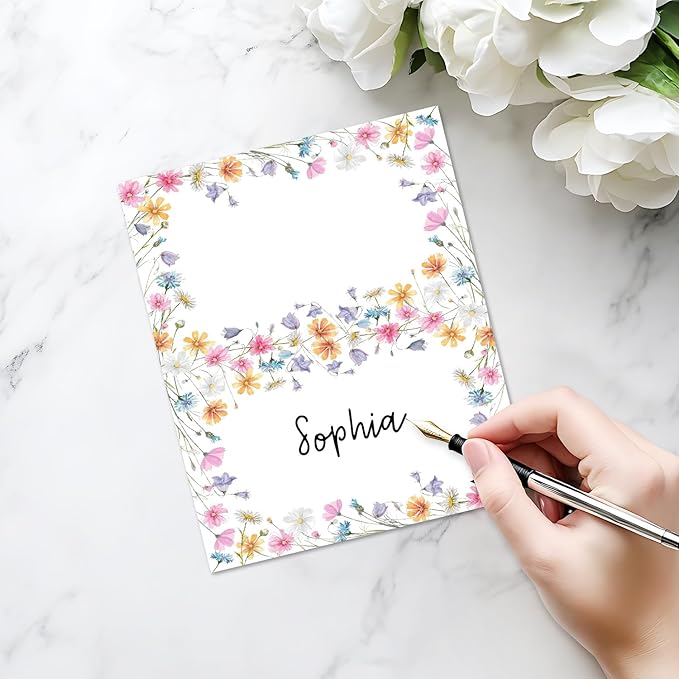 25 Pack Wildflowers Place Cards, Editable Name Cards - Image 3