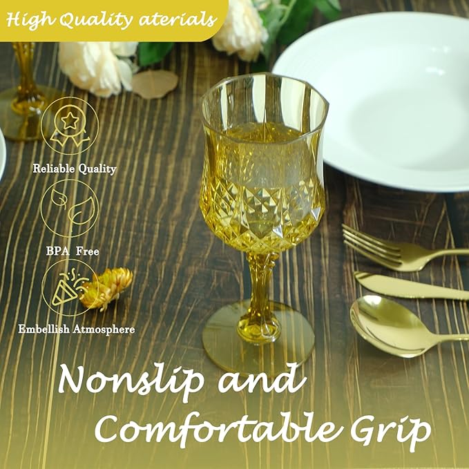 Plastic Wine Glasses，Plastic Goblets Vintage Style Cordial Drinking Glasses - Image 4