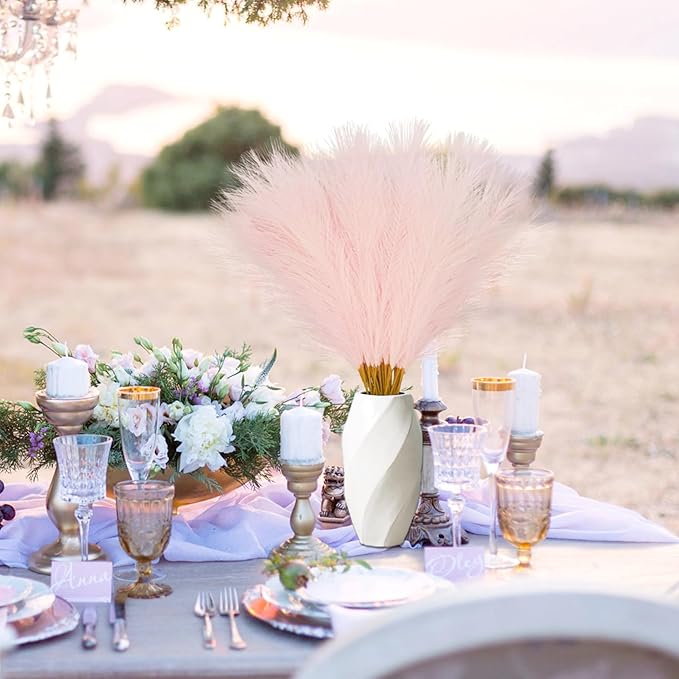 50pcs Pink Faux Pampas Grass Decor, 21.6" Short Artificial Pompous Grass Floral - Image 9