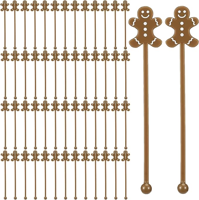 50 Pcs Christmas Drink Stirrers Xmas Coffee Stir Sticks Plastic Swizzle Sticks by Yssreey