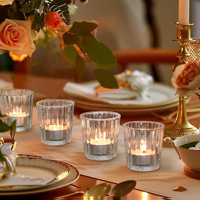 ComSaf Votive Candle Holders, Ribbed Tealight Candle Holder - Image 3