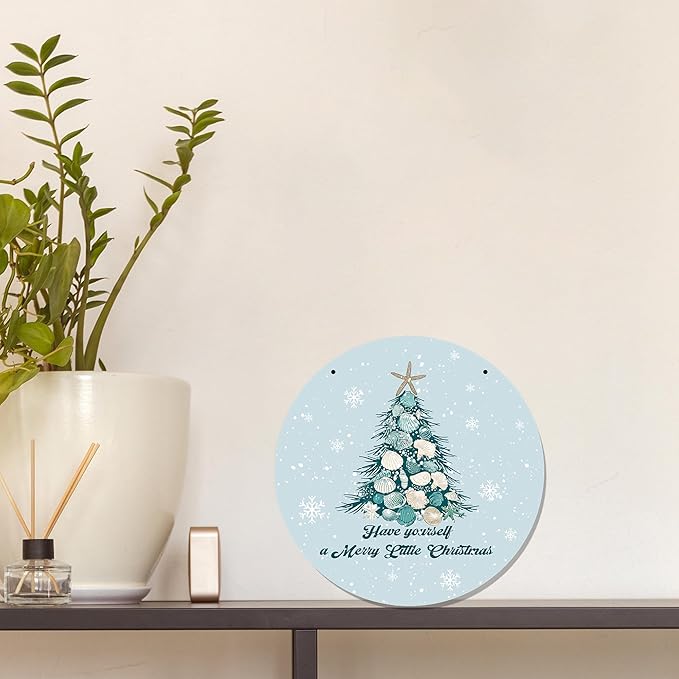 CGBHW Coastal Christmas Tree Wooden Sign, Ocean Coastal Holiday Christmas Xmas - Image 4