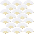 Aneco 18 Pieces White Handheld Cloth and Bamboo Folding Fans by Aneco