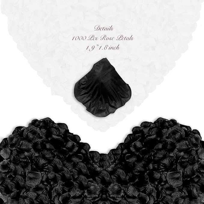 1000Pieces Rose Petals, Artificial Flower Petals Black Bose Petals - Image 2