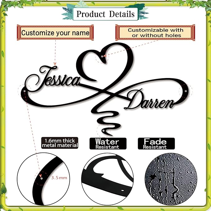Personalized Infinity Symbol, Metal Love Sign, Love Sign Infinity Heart Sign - Image 3