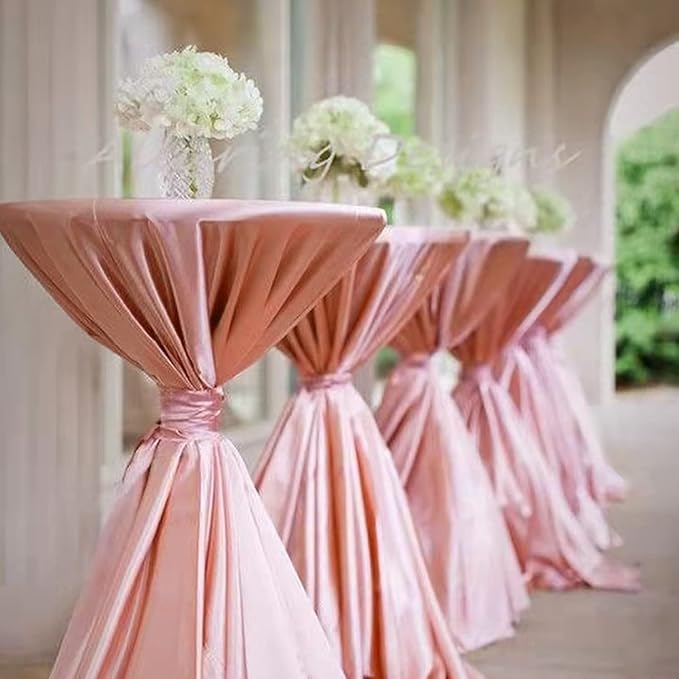 fani 6 Pack 108 Inch Rose Gold Round Tablecloth - Image 5