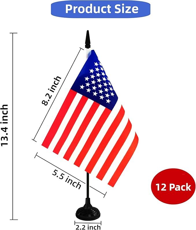 America USA Desk Flag, 12 Pack American Table Office Flag - Image 2