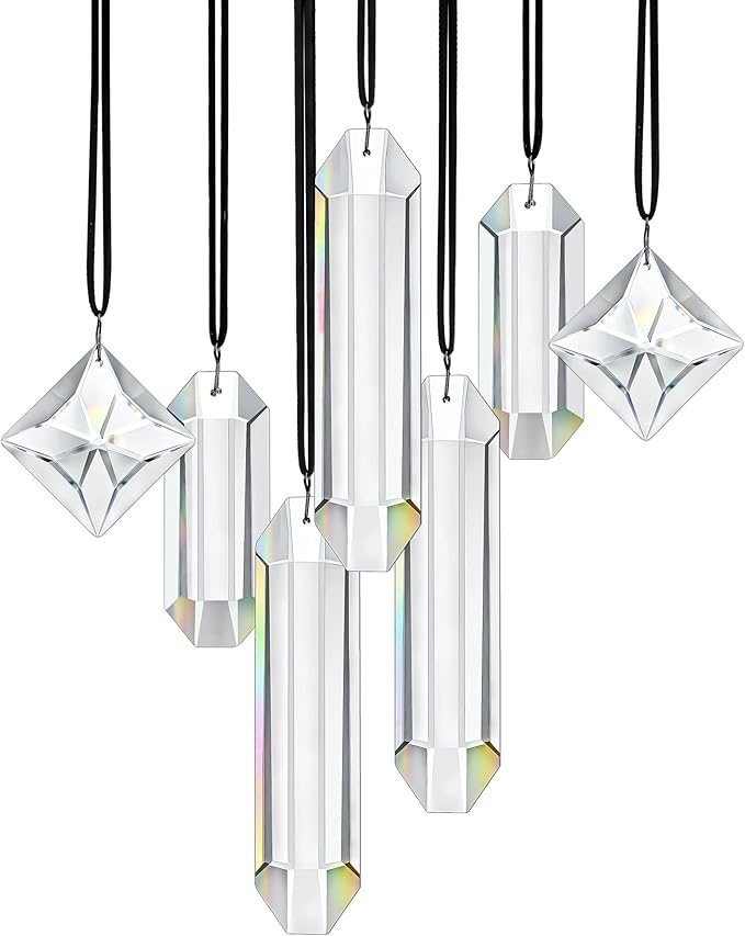 HDCRYSTALGIFTS Modern Grief Gift, Set 7 Clear Crystal Prisms Suncatchers by HDCRYSTALGIFTS