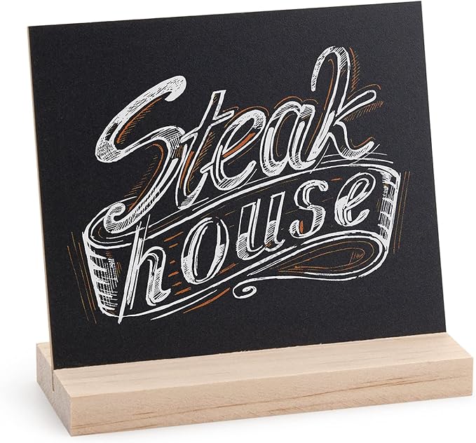 ONUPGO Chalkboard Signs with Wood Base Stands, 10X12cm Vintage Wooden Tabletop - Image 3