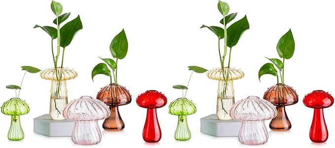 Glasseam Mushroom Planter Propagation Vase, Cute Hydroponic Small Planter by Glasseam