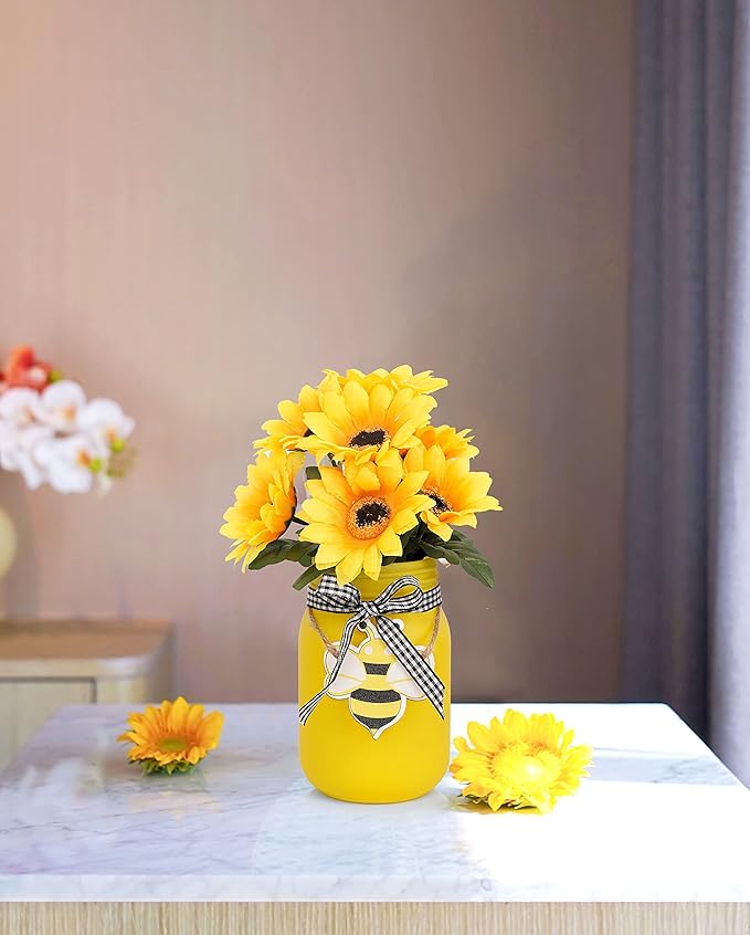 Mason Jar Centerpiece for Table, Rustic Table Decoration for Farmhouse Kitchen - Image 6