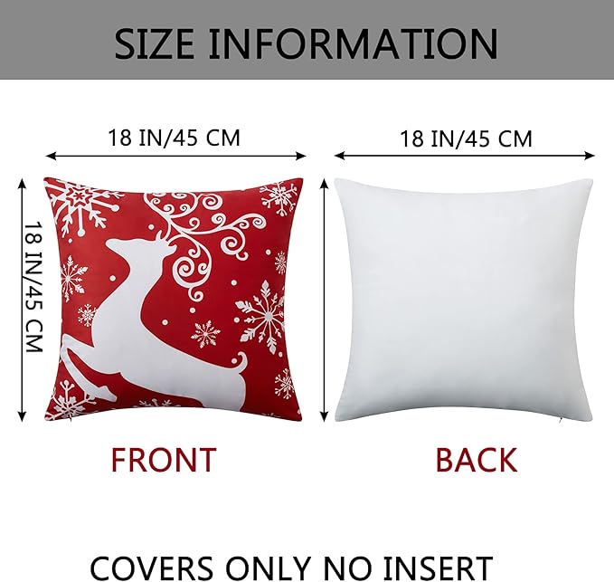 NANAN Christmas Pillow Covers 18x18 Inch Set of 4 Decorative Farmhouse Throw - Image 5
