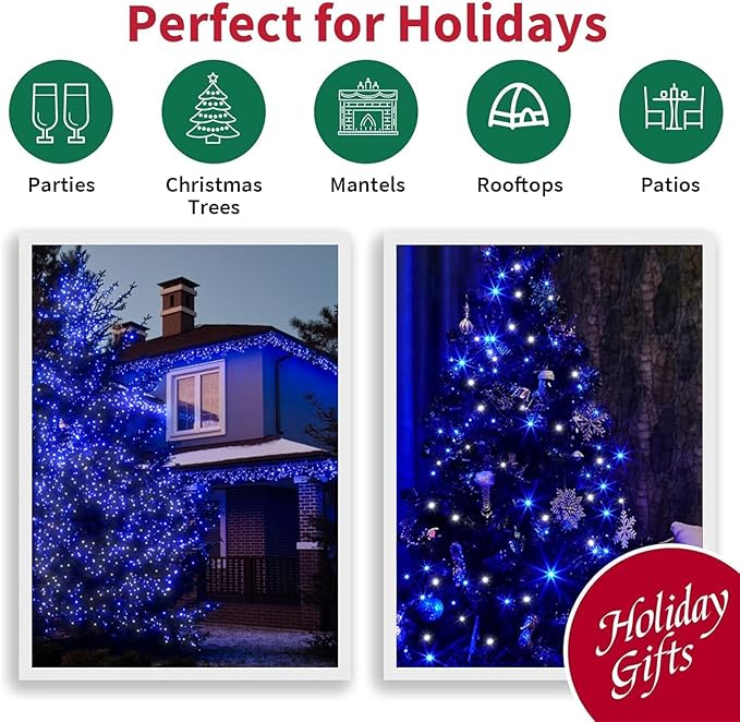 LAMPHOME 66ft Christmas Decorative Mini Lights, 200 LED Transparent Wire Fairy - Image 5