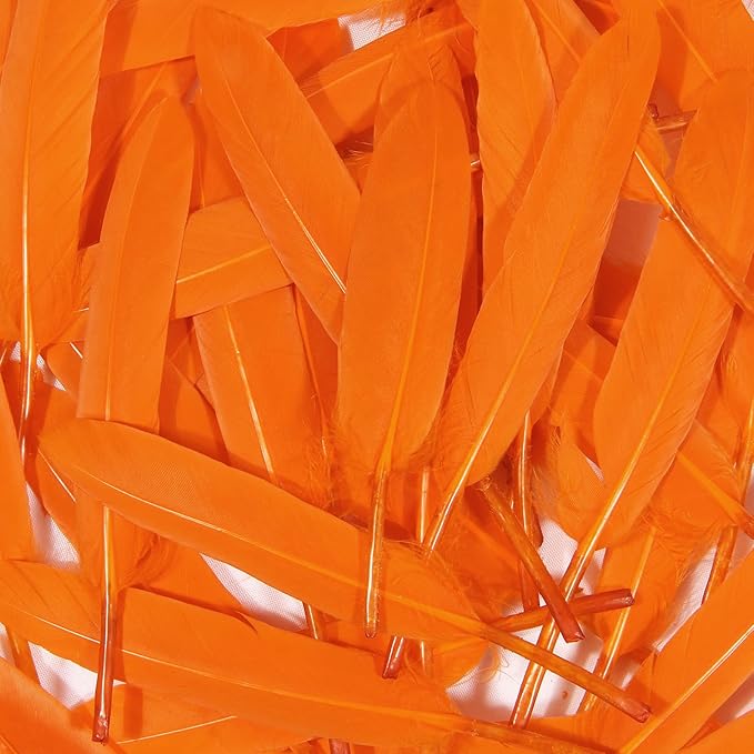 FeelfunFeather 120pcs Orange Goose Cochettes Feather Natural Bulk 4-6 inch - Image 6