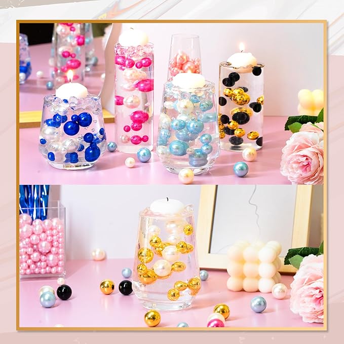 300Pcs Vase Filler Silver No Hole Faux Pearl Beads - Image 5