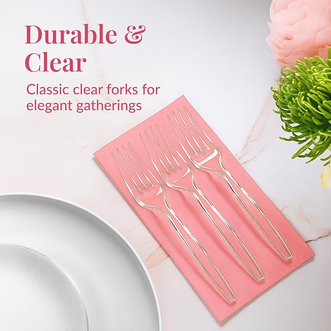 Prestee 500 Clear Plastic Forks - Image 2