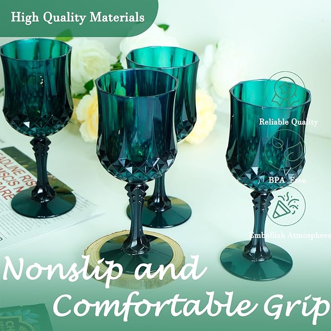 Plastic Wine Glasses，Plastic Goblets Vintage Style Cordial Drinking Glasses - Image 4