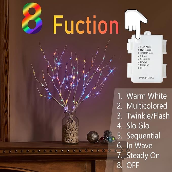 Birchlitland Lighted Birch Branches Battery Operated 18IN 70 LED 8 Function - Image 6