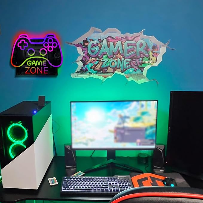 ineonlife Game Zone Controller Neon Sign Mirrored Colorful LED Lights - Image 3