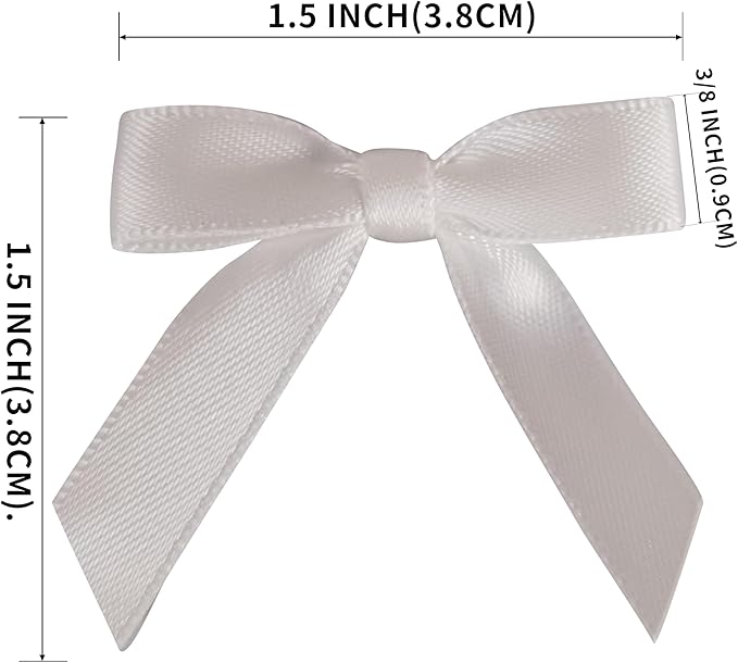 50pcs 1-1/2" Mini White Satin Ribbon Bows Without Twist Ties - Image 3